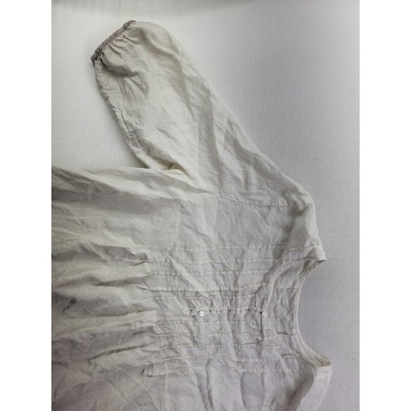 J. Jill Women's Large Ivory Gray Ombre Silk Pleated Blouse Tunic Round Neck - Picture 2 of 11